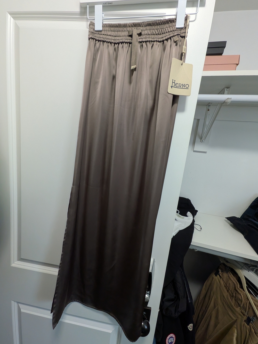 Herno Satin Maxi Skirt in Taupe